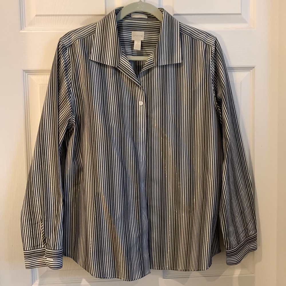 NWOT Chico’s Pinstripe Blouse